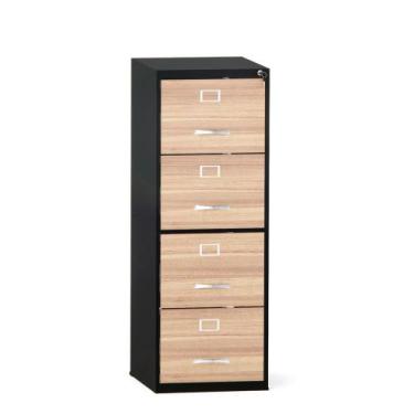 Imagem de Arquivo Com 04 Gavetas Maxxi Pandin 1,36 M Noce Naturale e Preto