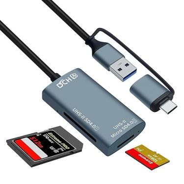 Imagem de DCHAV UHS-II USB C para leitor de cartão SD USB 3.0 A adaptador OTG conversor de conector duplo para micro SD TF SDHC SDXC Microsd compatível com computador, PC, laptop, SD 4.0, câmera, cartão de