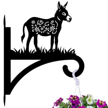 Imagem de peacoblue Ganchos de ferro para pendurar plantas internas ao ar livre, vasos de samambaias, lanterna, alimentador de pássaros, sino de vento, 30,5 x 39,9 cm, suporte de parede de metal resistente ao