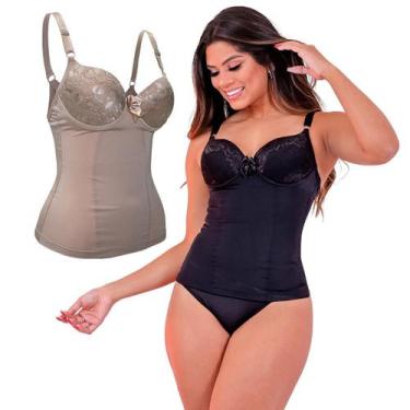 Imagem de Kit 2 camisete sinta modeladora feminina corpete corselet redutora de 
