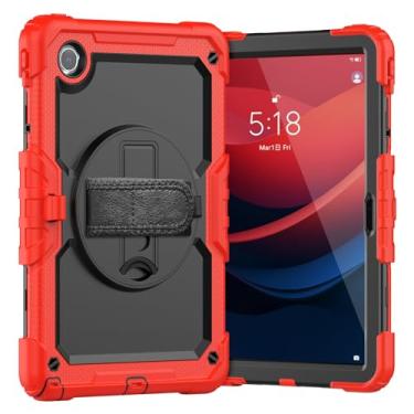 Imagem de Capa de proteção à prova de quedas com suporte de rotação de 360° e alça [suporte de caneta] e capa protetora de tela para tablet Lenovo Tab M11/Tab K11 LTE (TB-330FU/330XU) 11 polegadas (vermelha)