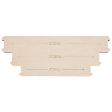 Imagem de BENECREAT Régua de corte de linha de madeira, 32 x 12 cm, 3 tamanhos, placa enroladora de fio dental, régua de corte de fita, ferramenta de costura para bricolage, ferramenta de medição e corte de