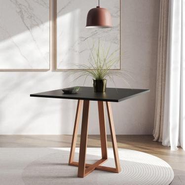 Imagem de Mesa De Jantar Mônaco 90cm Preta Base Cobre Preto