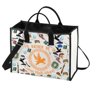 Imagem de LEVLO Bolsa de ombro Percy Movie Percy & Annabeth Fans Gift I'd Rather Be in Camp Half Blood Shoulder Bag PJO Percy Merchandise, I'd Rather Be Lt, Medium