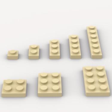 Imagem de Classic Building Plate Assortment Pack, 100Pcs Tan Bulk Plates with 8 Size Building Plate Base Plate, Compatible with Lego Parts and Pieces, Building Bricks, for Most Brands(Color:Tan)