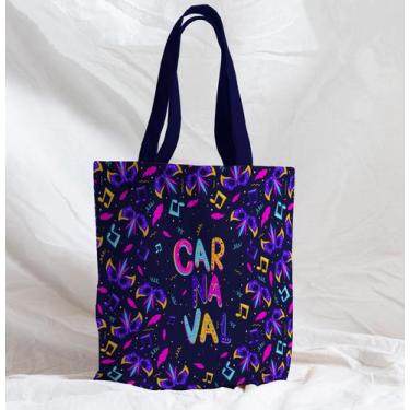 Imagem de Bolsa Sacola Artesanal de Tecido Carnaval Máscaras Neon  - Core Decore