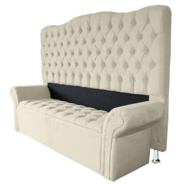 Imagem de Jogo Cabeceira + Sapateira Agnes Para Cama Casal Queen 158 cm - Suede 