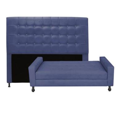 Imagem de Kit Félix com Cabeceira Dama Capitonê 1,95 cm King Size Baú Quarto Sal