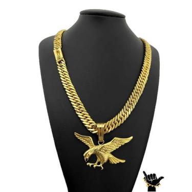 Imagem de Corrente Grumet 13mm + Pingente Águia - Banhado a Ouro 18k - ToJoia18k