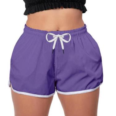 Imagem de Short Praia Feminino Cor Roxo Neon Poliéster Soltinho - MP Moda Mascul