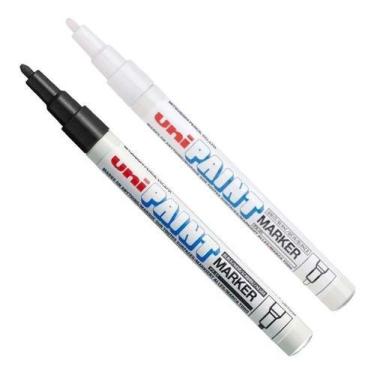 Imagem de Kit 2 Marcadores Permanente UniPaint PX-21 BRANCO e PRETO - Uni-Ball