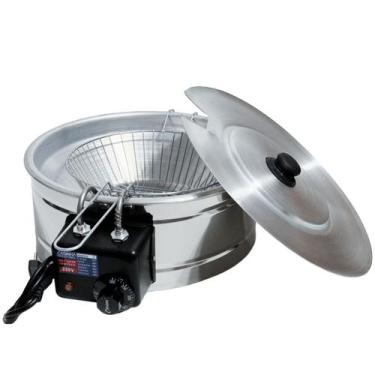 Imagem de Tacho Fritura Redondo Fritadeira Elétrica Industrial com Tampa - Casin