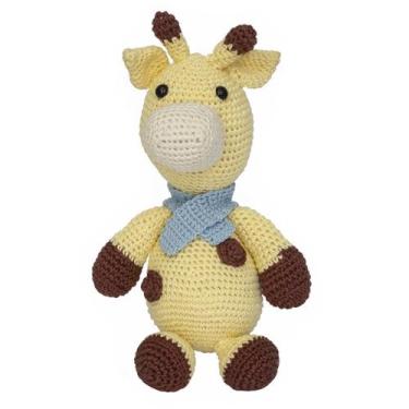 Imagem de Girafa Joca de Cachecol Azul Amigurumi Crochê Quarto Bebê Infantil Men