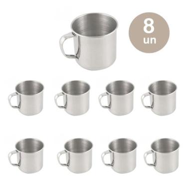 Imagem de 8un Caneca copo alumínio café chá 150ml canequinha cozinha - Yazi