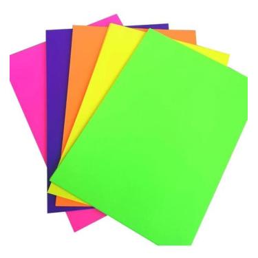 Imagem de Papel Neon Color Plus 30,5x30,5cm 180 gramas Laranja - 10 unidades - F