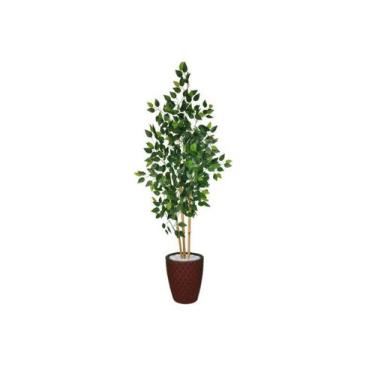 Imagem de Planta Árvore Artificial Bambu Real Toque 1,6m Kit + Vaso E. Marrom 32