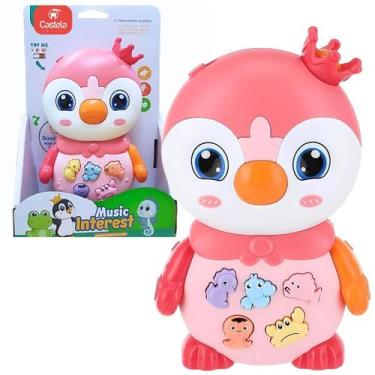 Imagem de Pinguim Interativo Brinquedo Infantil Sons e Luz Divertido Rosa Castel