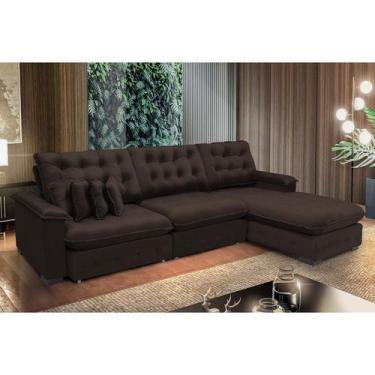 Imagem de Sofá Berlin 3.85x1.70m com Chaise Super Pillow Top - Marrom - Sofistic
