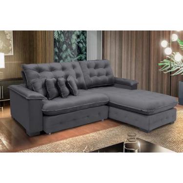 Imagem de Sofá Berlin 2.65x2.10m com Chaise Super Pillow Top - Chumbo - Sofistic