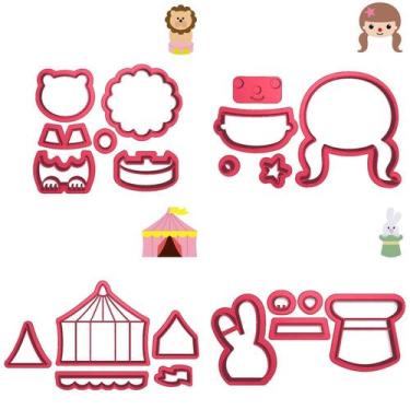 Imagem de Kit 4 Cortadores Circo Leão Palhacinha Tenda Coelho - DOCE IMPRESSO, 4
