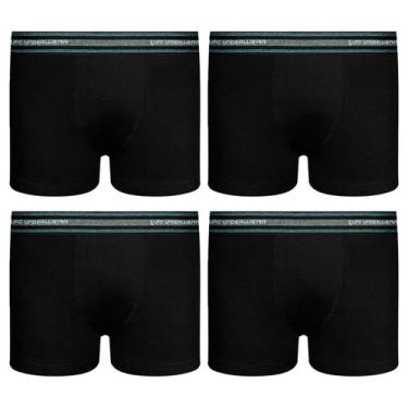 Imagem de Kit 4 Cuecas Boxer Infantil Lupo Box Criança Algodão Menino, Preto, G