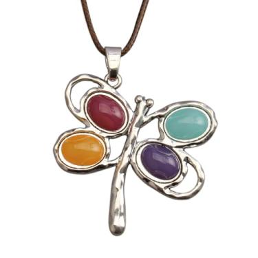 Imagem de Bjesinmo Colar de libélula para mulheres, pingente boho longo, hippie, gargantilha boêmia, em camadas, corda de couro, turquesa, joias presentes, Couro sintético, Sem Pedra Preciosa