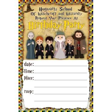 Imagem de Set of 40 Harry P-Themed Happy Birthday Invitation Cards - Lightweight (230g), Postcard Style Invites for the Perfect Party Pack