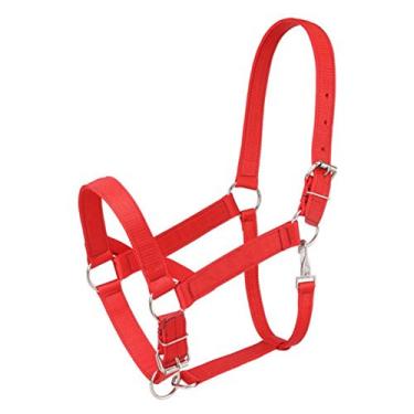 Imagem de Tough 1 Cabrestos de nylon com sobreposição de corda de poliéster, vermelho, cavalo