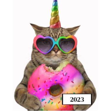 Imagem de 2023: Agenda semainier au format A4 - Année civile (Janvier à Décembre 2023) - Intervalles d'1h (7h-22h) - Contacts, jours fériés, mots de passe, ... - Une semaine sur deux pages