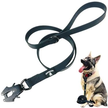 Imagem de Coleira resistente à prova d'água para cães – fecho de liberação rápida de sapo de tesoura grande, guia de treinamento de nylon revestido de borracha de PVC para cães grandes e GG, sem odor, durável