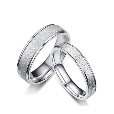 Imagem de Blowin Aliança de casamento de aço inoxidável prata de 4 mm/6 mm com jato de areia fosco para homens e mulheres, Aço inoxidável