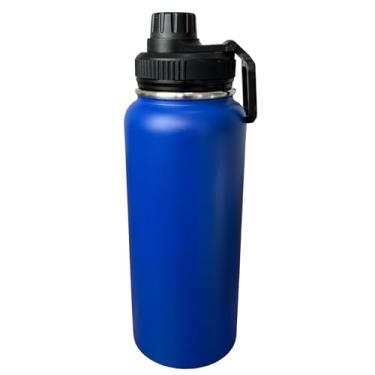 Imagem de Garrafa Térmica de Água 1 Litro Com Alça e Sistema Antivazamento Em Aço Inoxidável Garrafinha Térmica de Água 1L em Inox Barganha Mix (Azul)