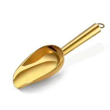 Imagem de E-far Mini Colher de Metal Dourado, Colher de Gelo de Aço Inoxidável de 3 Onças para Cozinha, Freezer, Bar, Festa de Casamento, Multiuso para Açúcar/Farinha/Ração Seca para Animais (3 Onças, Ouro)
