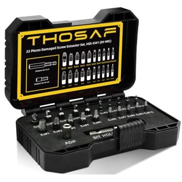 Imagem de Kit de extrator de parafusos danificados, conjunto de extrator de parafusos com suporte de brocas de extensão magnética e conjunto de ferramentas adaptador de soquete para remover parafusos despojados/quebrados