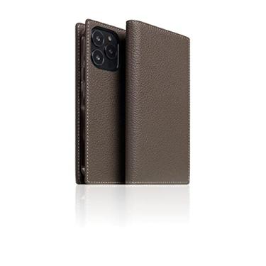 Imagem de SLG D8 Capa carteira de couro de flor integral para iPhone 14 Plus - estilo diário feito à mão com porta-cartões e bolso lateral para dinheiro, caixa de presente incluída (creme Etoffe)
