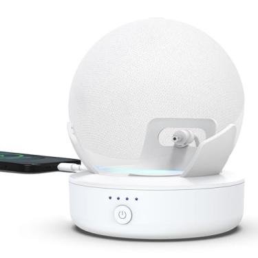 Imagem de Base de Bateria Echo Dot 5 - Suporte de Bateria Portátil de 10000 mAh Suporte para Echo Dot 5 Longa Duração 16 Horas Tempo de Reprodução Base de Bateria para Echo Dot 5ª Geração (10000mAh, Branco)