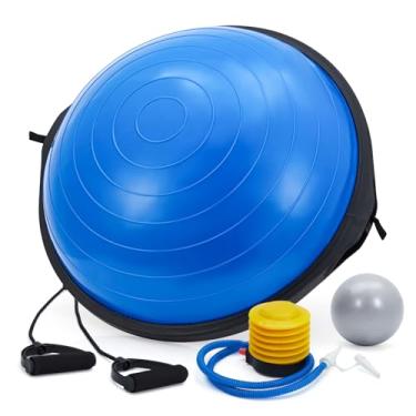 Imagem de Bola de equilíbrio de 58 cm, bola de meio exercício de 725 kg com base antiderrapante, treinador de equilíbrio de meia bola inflável, meia bola de ioga de estabilidade, equipamento de treinamento de