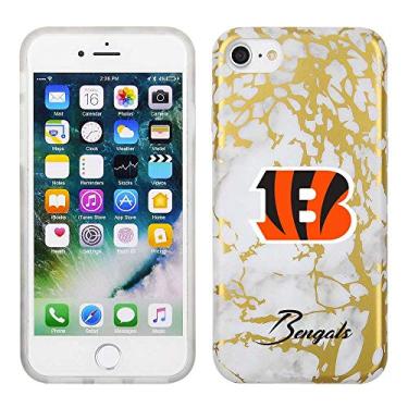 Imagem de Prime Brands Group Capa de celular com design de mármore branco e dourado em película de TPU para Apple iPhone 8/7/6S - Licenciado pela NFL Cincinnati Bengals