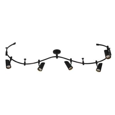 Imagem de Catalina Lighting Luz de teto de trilho lunar, preta, trilho flexível de LED de 5 luzes de transição, lâmpada incluída, para cozinha, sala de estar, iluminação doméstica