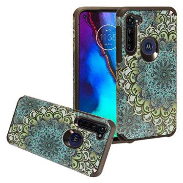 Imagem de CELZEN - Para Motorola Moto G Stylus XT2043, Moto G Power XT2041 (versão 2020) - Capa de telefone com imagem híbrida - AD1 flor azul