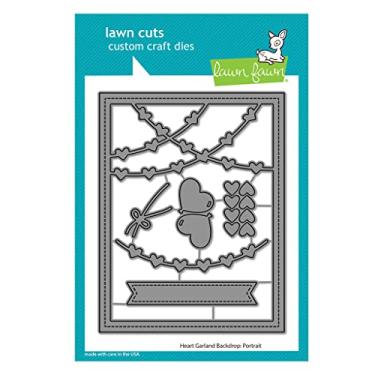 Imagem de LAWN FAWN Fundo de guirlanda de coração: molde de artesanato personalizado de corte de grama de retrato