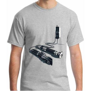 Imagem de Camiseta Star Wars Sabre de Luz Usb - Vesttuario, M, Cinza mescla