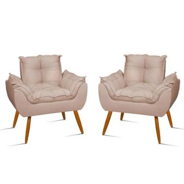Imagem de Kit 2 Poltronas Cadeiras Reforçadas Confortáveis  JL Decor, Bege