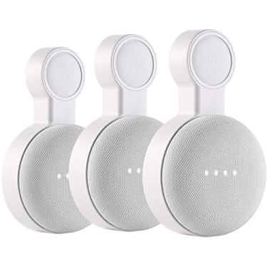 Imagem de Suporte de tomada de parede para Google Nest Mini e Google Home Mini, acessórios que economizam espaço com gerenciamento de cabos para alto-falante inteligente Google Mini, sem fios ou parafusos