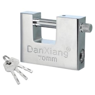 Imagem de PATIKIL Cadeados em forma de D 70 mm (2-3/10.2 cm), cadeado de aço inoxidável de alta segurança com chaves de bloqueio pesado com chave diferente para contêineres armazém porta de garagem galpão