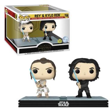 Imagem de Funko Pop Moments Star Wars Exclusive Rey & Kylo Ren 758, preto/branco