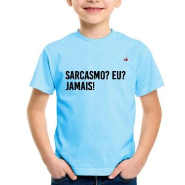 Imagem de Camiseta Infantil Sarcasmo Eu Jamais! - Foca na Moda, Azul bebê, 2