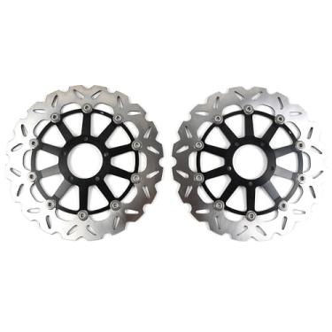 Imagem de 1 par de discos de freio dianteiros flutuantes compatíveis com Ducati Monster 796 ABS 2011-2014, Monster 797 2017-2020 ABS 2017, peças pretas de acessórios de motocicleta