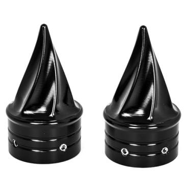 Imagem de Lynlane 1 par de tampas de porca de eixo de roda dianteira torcida compatível com Harley Touring Softail, Sportster, Dyna Street Glide Road King Road Glide Electra Glide 2008 Up (preto)