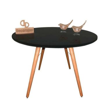 Imagem de Mesa Jantar Pés Palitos Tampo Redondo Vidro Laqueado 140cm Preto